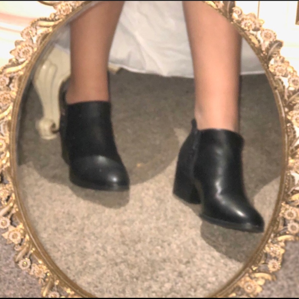 Black Squared Heel Boots